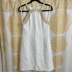 Lilly Pulitzer White and Gold Mini Dress Halter Top